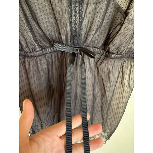 SIMPLY VERA Vera Wang Black Size Large Babydoll Nightie Teddy Bow Sheer - Picture 2 of 13